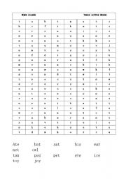 English Worksheet: Word Search    Three Letter words