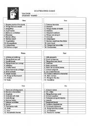 scattergories printable sheets list 1