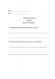 English worksheet: Ludwig van Beethoven