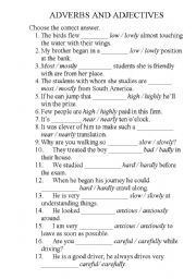 English Worksheet: Adverbs and Adjectives