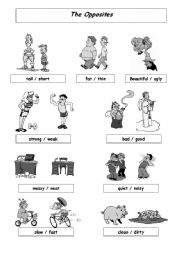 English Worksheet: OPPOSITES