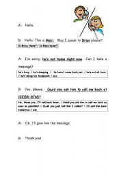 English Worksheet: Telephone - Take a Message Roleplay:  Create your own dialogue