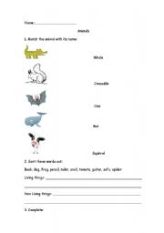 English worksheet: Animals Unit