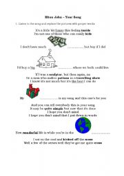 English Worksheet: Elton John - Your Song