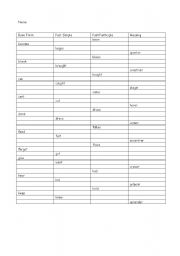 English worksheet: Irregular verbs examn