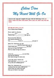 English worksheet: Celine Dion - My Heart Will Go On