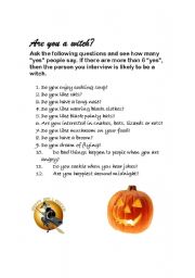 English worksheet: Are you a witch?