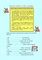 English Worksheet: PRESENT PERFECT ADVERBS