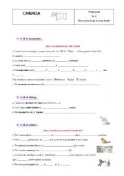 English Worksheet: Webquest Canada