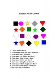 English Worksheet: SHAPES AND COLORS