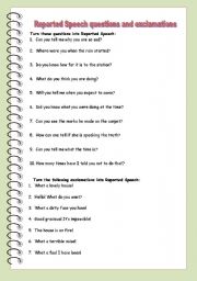 Reported questions and exclamations