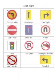 English Worksheet: Road Signs