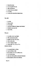 English Worksheet: 6 clues riddles