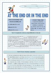 English Worksheet: At the end or in the end