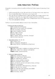 English Worksheet: PREFIXES