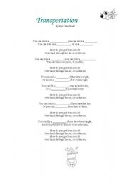 English Worksheet: Transportation song