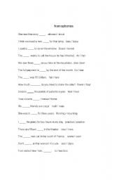 English Worksheet: Homophones