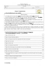 English Worksheet: Test 7th grade