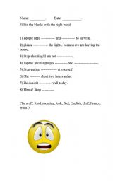 English worksheet: fill in the gaps