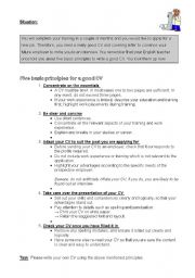 English Worksheet: How to write a CV