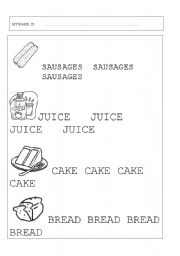 English worksheet: i like food