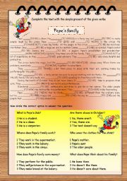 English Worksheet: Pepes family and the Simple Present