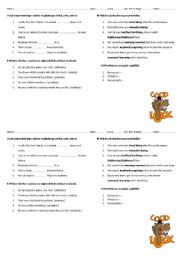 English worksheet: Quiz pronouns adjectives