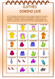 English Worksheet: CLOTHES DOMINO LIVE