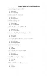 English Worksheet: Present Simple or Present Continuous