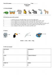 English worksheet: animals