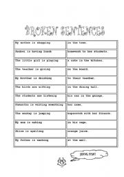 English Worksheet: broken sentences