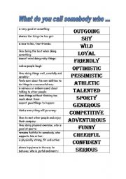 English Worksheet: Character