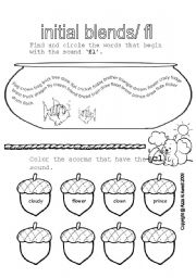 English Worksheet: fl blends / phonics practice