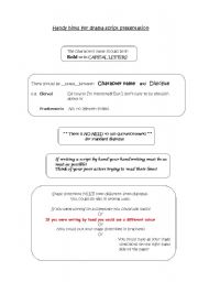 English Worksheet: Handy Hints for Writing Drama Scripts