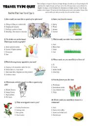 English Worksheet: Travel Quiz