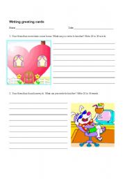 English Worksheet: Writing greeting cards and an invitation