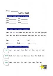English worksheet: letter E worksheet