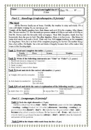English Worksheet: test for young students