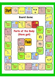 English Worksheet: PARTS OF THE BODY + HAVE GOT (BOARD GAME)