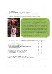 English Worksheet: Michael Jordans daily routine