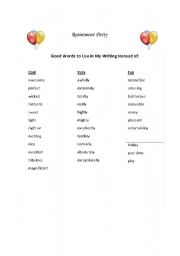 English Worksheet: Using synonyms in writing