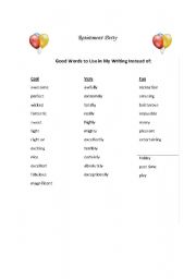 English Worksheet: Using synonyms in writing