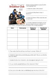 English Worksheet: The Breakfast Club worksheet