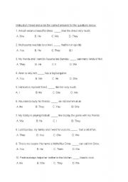 English Worksheet: personal pronouns