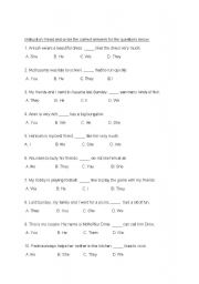 English Worksheet: personal pronouns