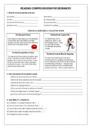 English Worksheet: reading Comprehension for Beginners