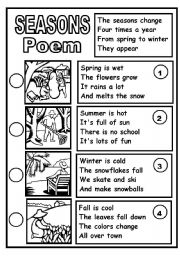 English Worksheet: SEASONS POEM