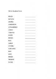 English worksheet: Write the plural
