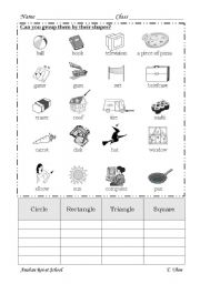 English Worksheet: Group by shapes