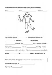 English worksheet: Worksheet for the story, Papa please get the moon for me